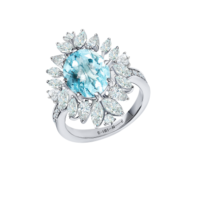 Кольцо с аквамарином и бриллиантами