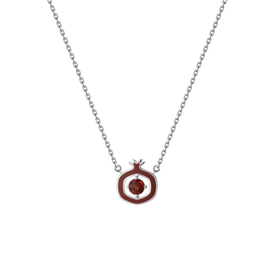 N29-TC-131-3 Колье (585) (1 Гранат Круг 3,50 0,200Ct ,1 Эмаль - 0,250Ct , покрытие: родий) ШК: 2000000057224