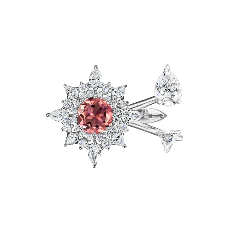 Tourmaline and diamonds ring title=