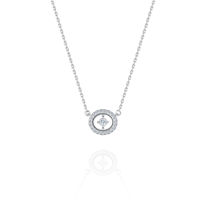 N05-TC-000-3 Колье (585) (1 Бр Кр-57 0,060Ct 3/5А ,20 Бр Кр-57 0,081Ct 3/5А , покрытие: родий) ШК: 2000000043463