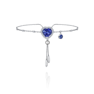 B01-SL-019-3 Браслет (585) (30 Бр Кр-57 0,171Ct 3/5А ,1 Танзанит Сердце 7,00*7,00 1,430Ct ,1 Танзанит Круг 3,00 0,120Ct , покрыт) ШК: 2000000064369