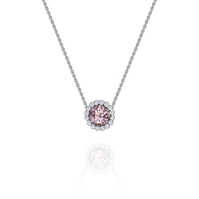 N03-MS-034-3 Колье (585) (18 Бр Кр-57 0,275Ct 3/5А ,1 Морганит Круг 8,00 1,600Ct) ШК: 2000000013329